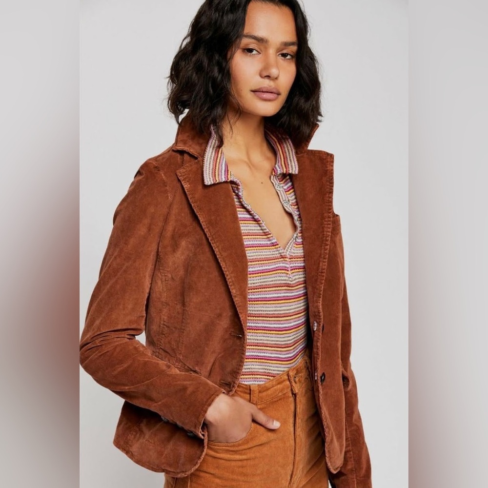 70’ Free People Byron Brown Vintage Cord Velvet Blazer/Jacket Cottagecore Sz XS
